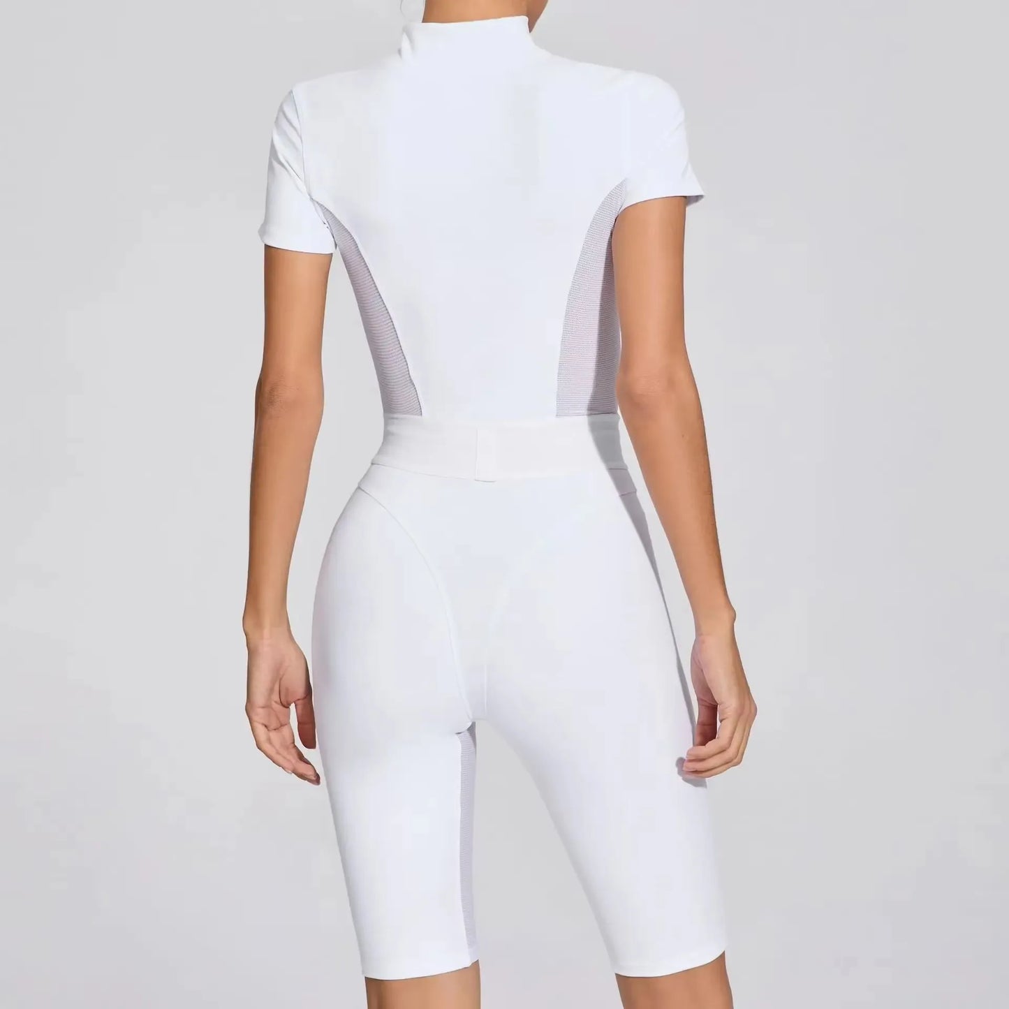One-Piece Yoga Set Sexy Bodysuit Mesh Women Sports Shorts Gym Jerseys Short Sleeved Training Clothes Gym Fitness Clothes Women