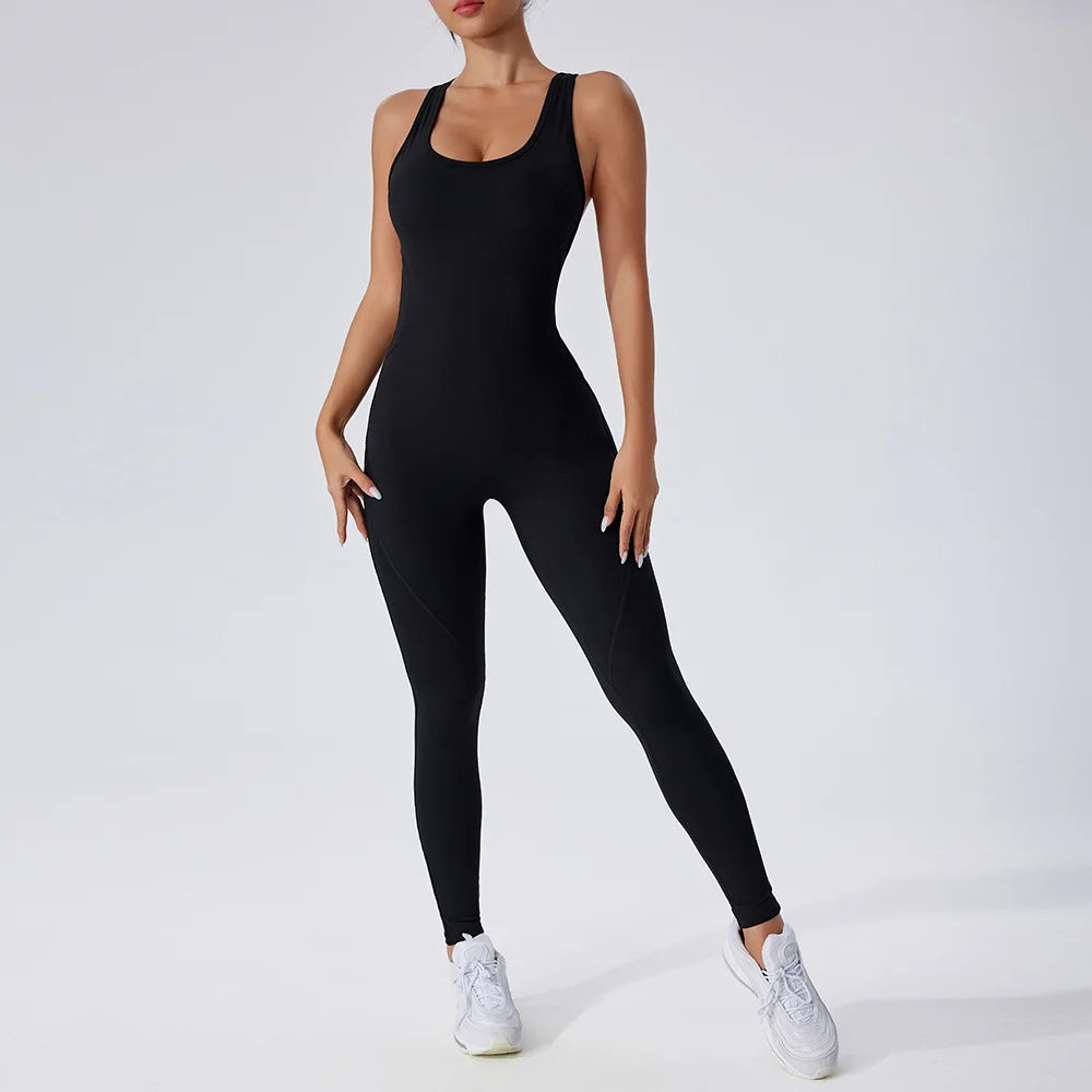 Sexy Yogo Suit Back V-Neck Gym Set Women's Training Suit Sportswear Women's Sports Suit Fitness Rompers Stretch Training Suits