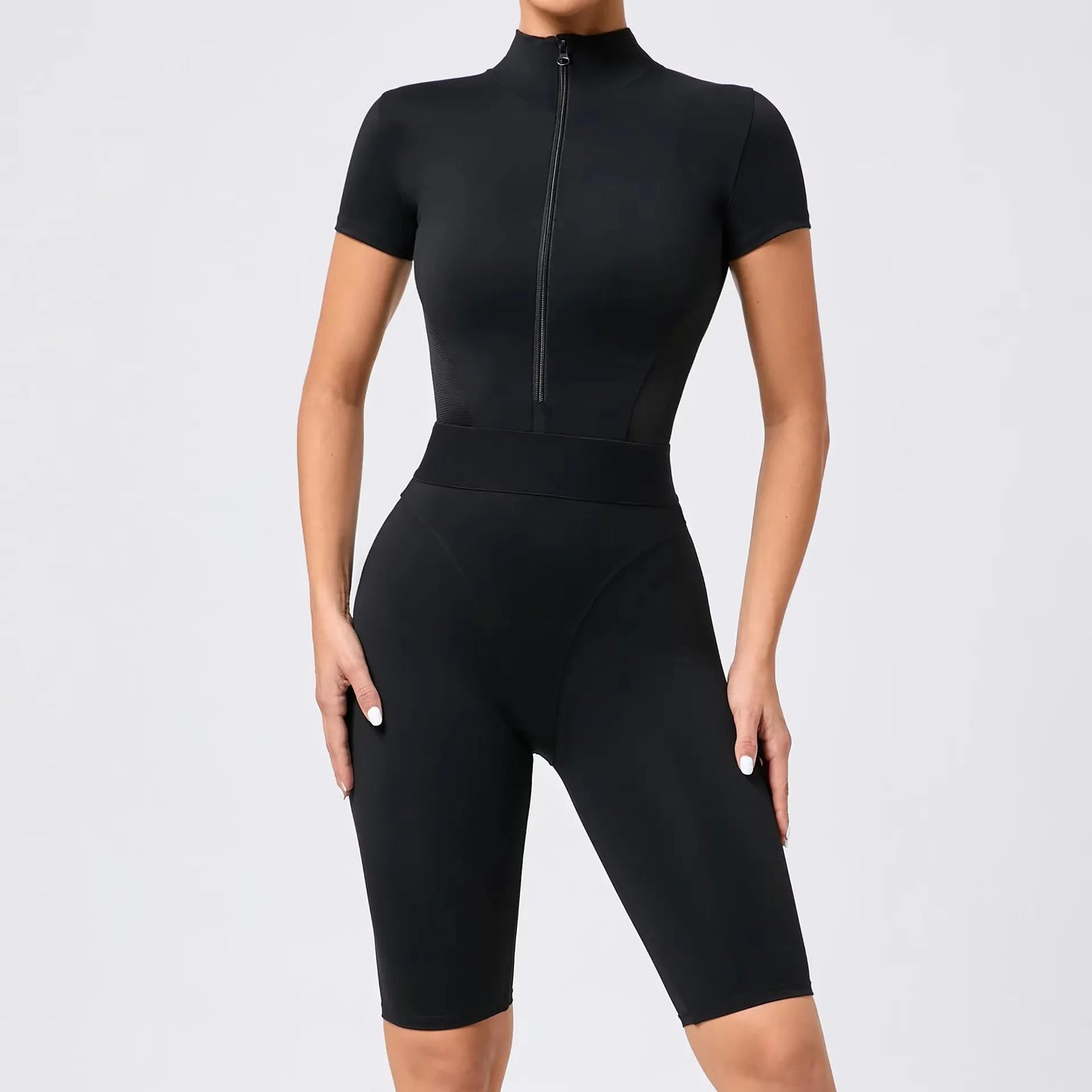 One-Piece Yoga Set Sexy Bodysuit Mesh Women Sports Shorts Gym Jerseys Short Sleeved Training Clothes Gym Fitness Clothes Women