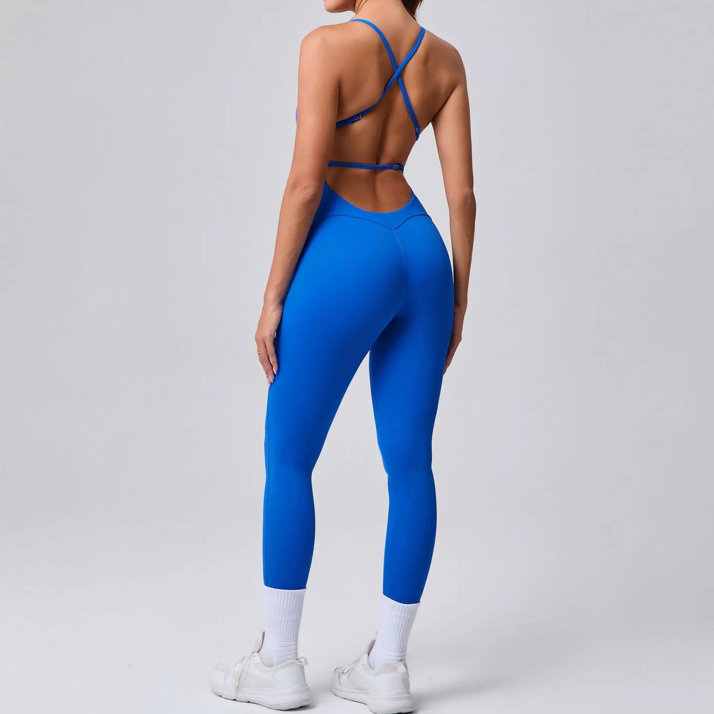 2025 New Sexy Back Cross Straps Beauty Back Peach Hip Women Training Yoga Suit Women Sports Fitness Rompers Stretch Workout Gym