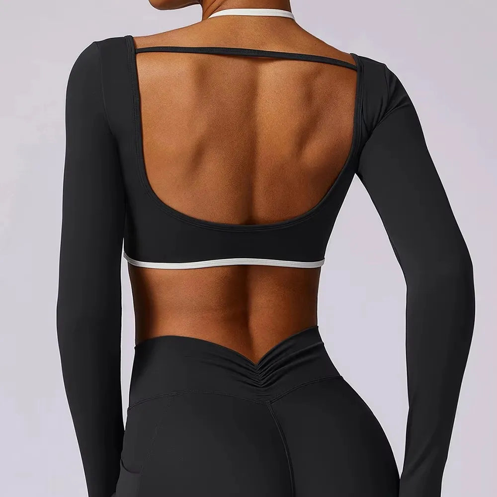Sports Long Sleeve Shirt Women Gym Crop Top Women Quick Dry Yoga Clothing Workout Long Sleeved Top Female Cross Sportswear