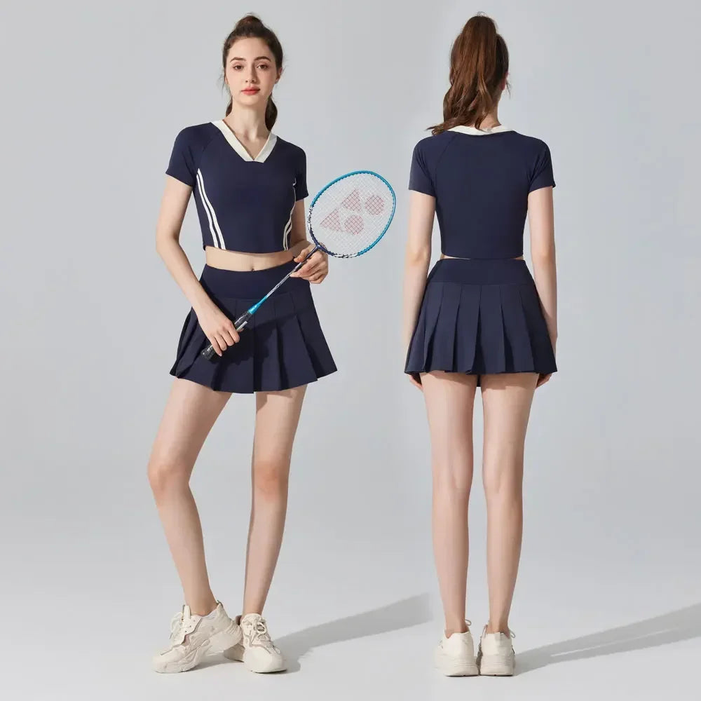 Nude Feeling Yoga Suit 2PCS Sportswear Women's Tracksuit Outdoor Fast Drying Tennis Suit Gym Workout Push Up Running Fitness Set