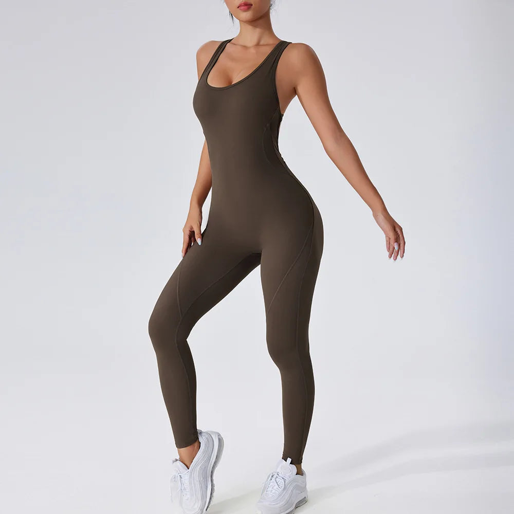 Sexy Yogo Suit Back V-Neck Gym Set Women's Training Suit Sportswear Women's Sports Suit Fitness Rompers Stretch Training Suits