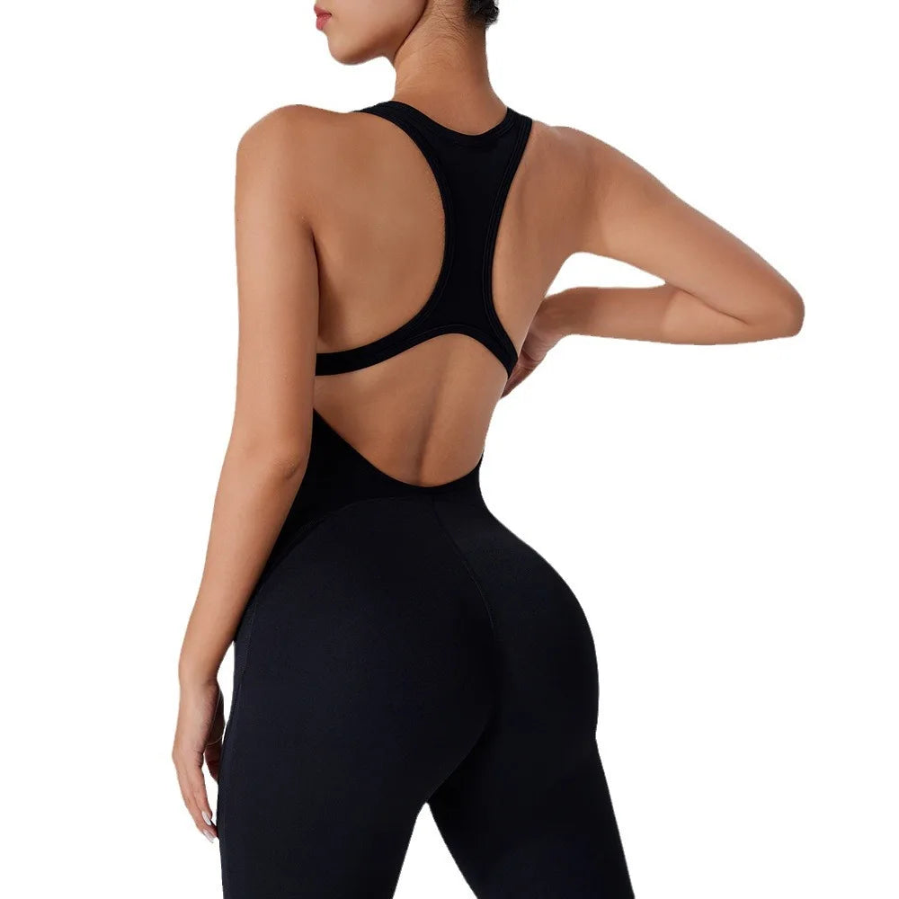Sexy Yogo Suit Back V-Neck Gym Set Women's Training Suit Sportswear Women's Sports Suit Fitness Rompers Stretch Training Suits