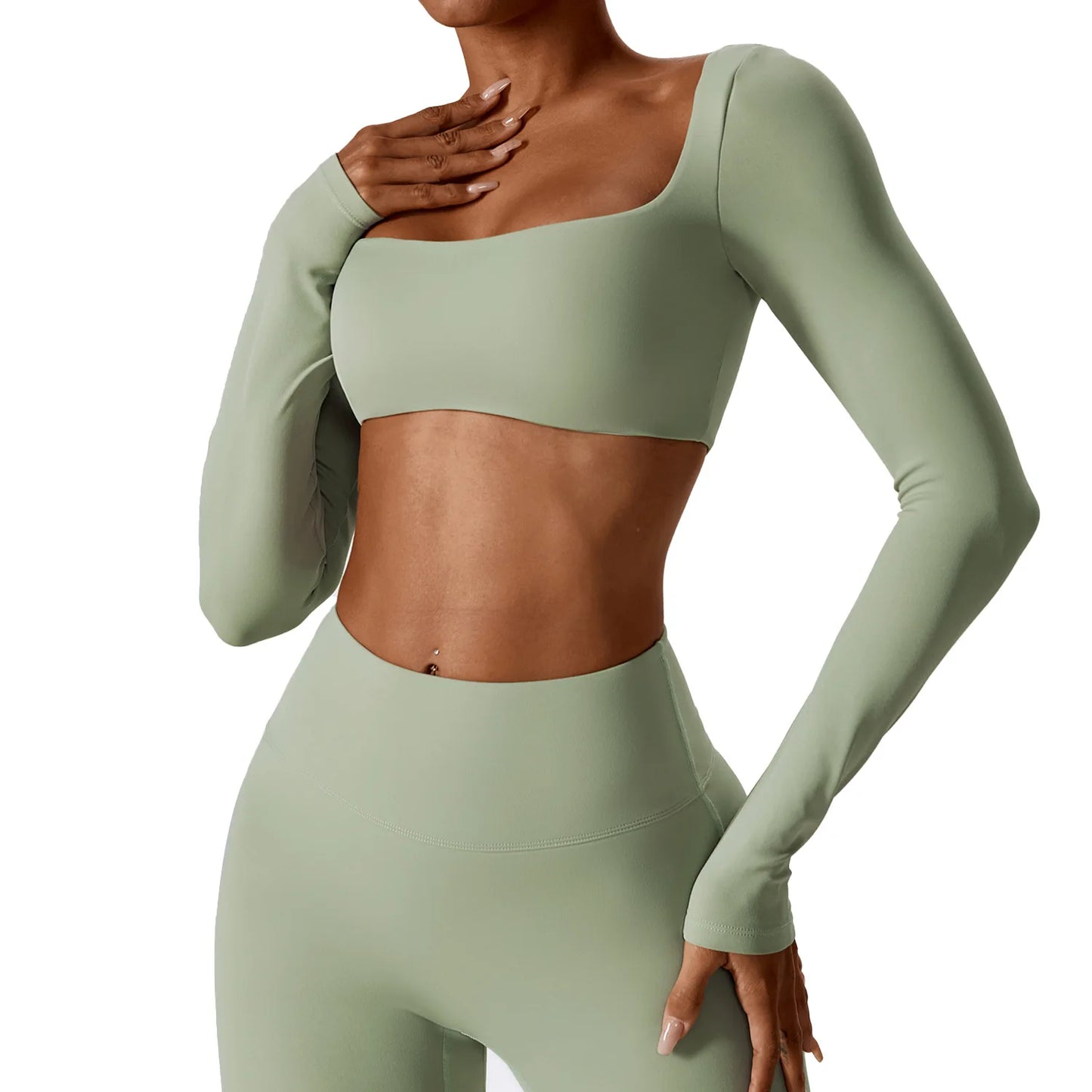 Yoga Suit Sexy Naked Feeling Long Sleeve Yoga Clothing Stretch Female Outdoor Running Quick Dry Sportswear Women Training Tight