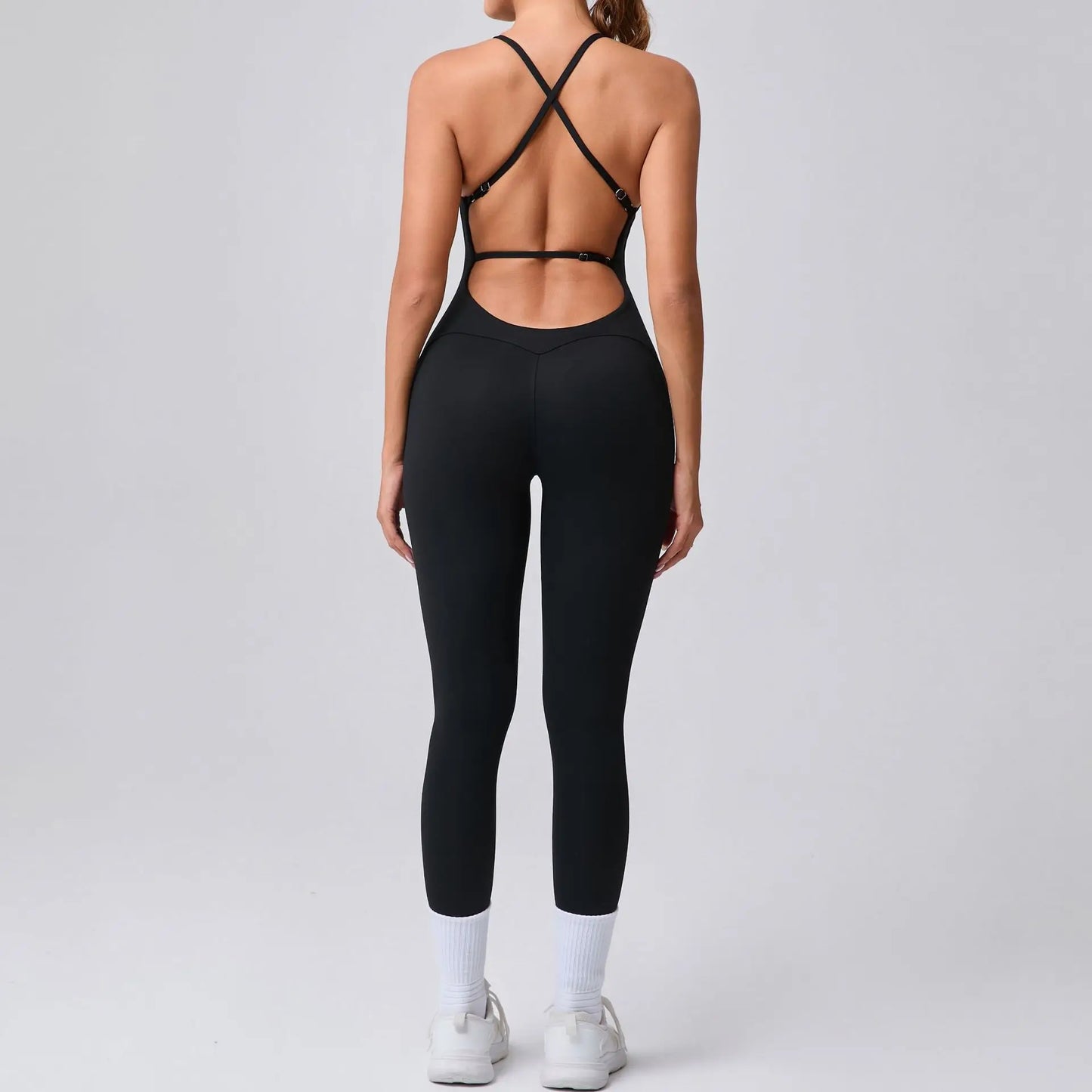 2025 New Sexy Back Cross Straps Beauty Back Peach Hip Women Training Yoga Suit Women Sports  Fitness Rompers Stretch Workout Gym