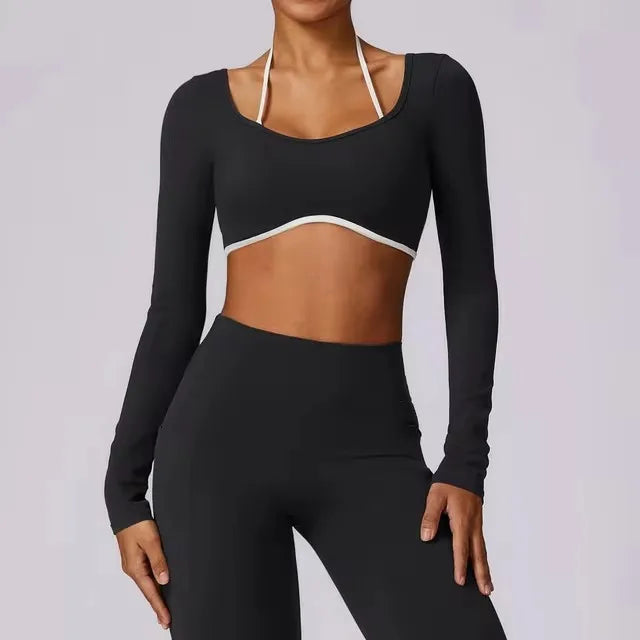Sports Long Sleeve Shirt Women Gym Crop Top Women Quick Dry Yoga Clothing Workout Long Sleeved Top Female Cross Sportswear