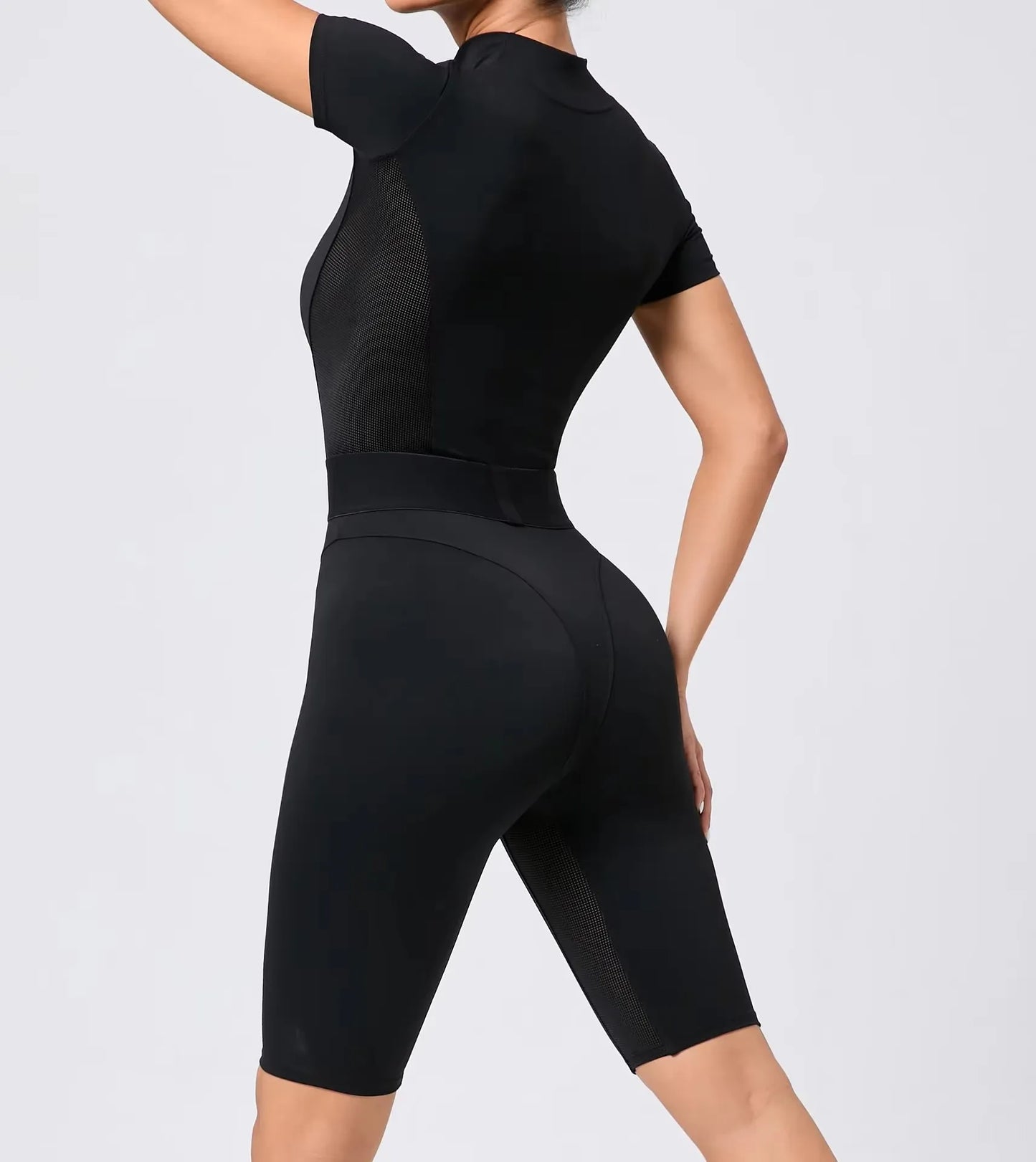 One-Piece Yoga Set Sexy Bodysuit Mesh Women Sports Shorts Gym Jerseys Short Sleeved Training Clothes Gym Fitness Clothes Women