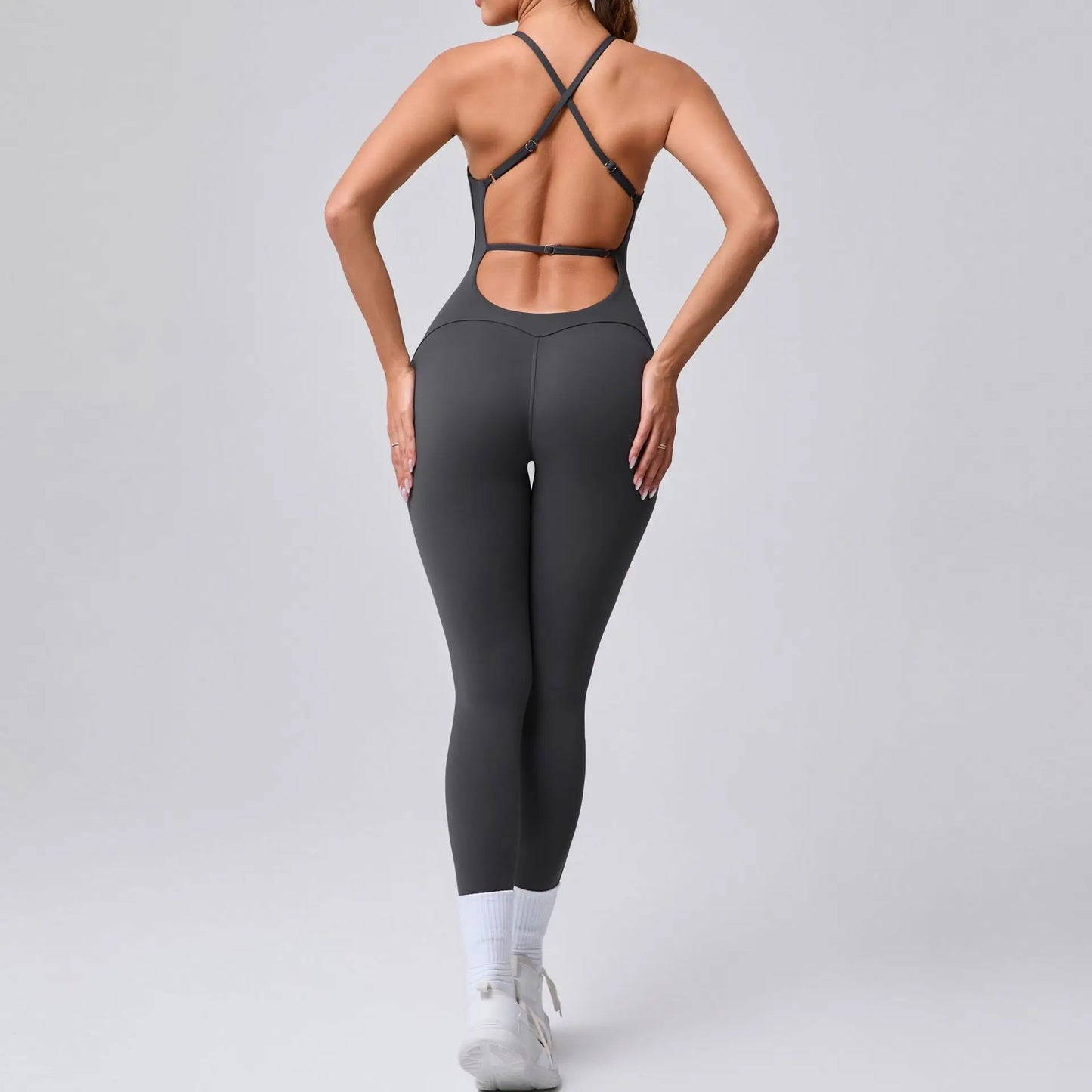2025 New Sexy Back Cross Straps Beauty Back Peach Hip Women Training Yoga Suit Women Sports  Fitness Rompers Stretch Workout Gym