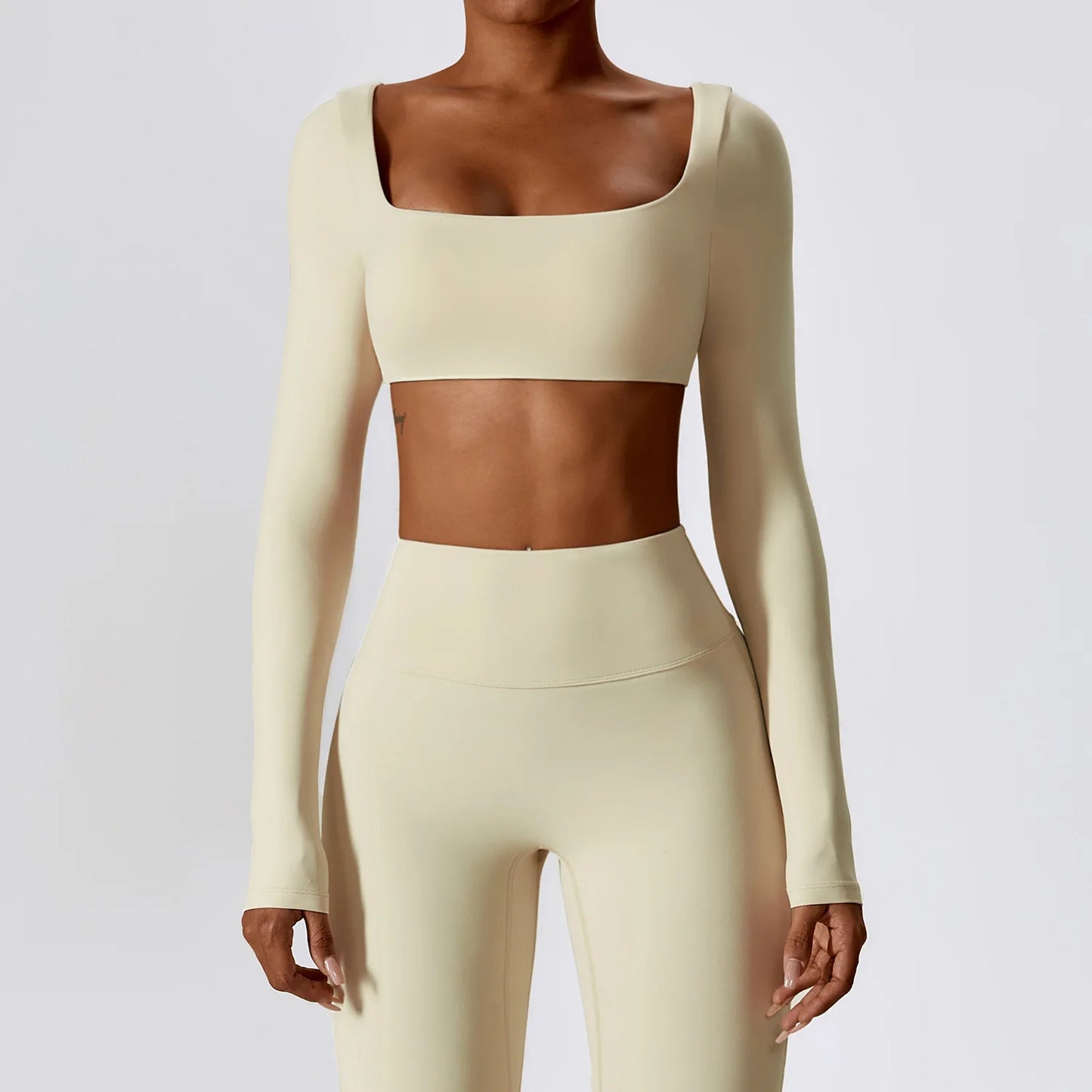 Yoga Suit Sexy Naked Feeling Long Sleeve Yoga Clothing Stretch Female Outdoor Running Quick Dry Sportswear Women Training Tight