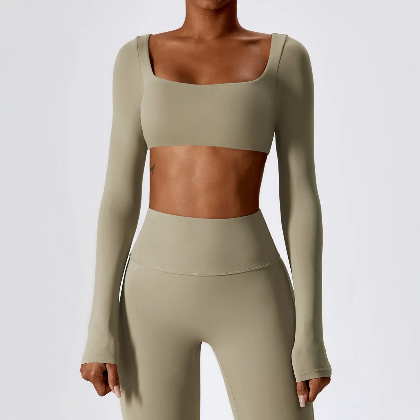 Yoga Suit Sexy Naked Feeling Long Sleeve Yoga Clothing Stretch Female Outdoor Running Quick Dry Sportswear Women Training Tight