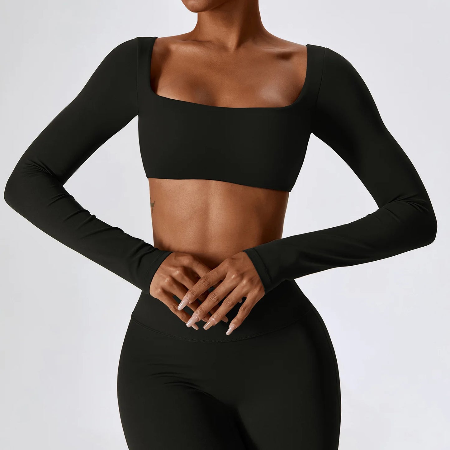 Yoga Suit Sexy Naked Feeling Long Sleeve Yoga Clothing Stretch Female Outdoor Running Quick Dry Sportswear Women Training Tight