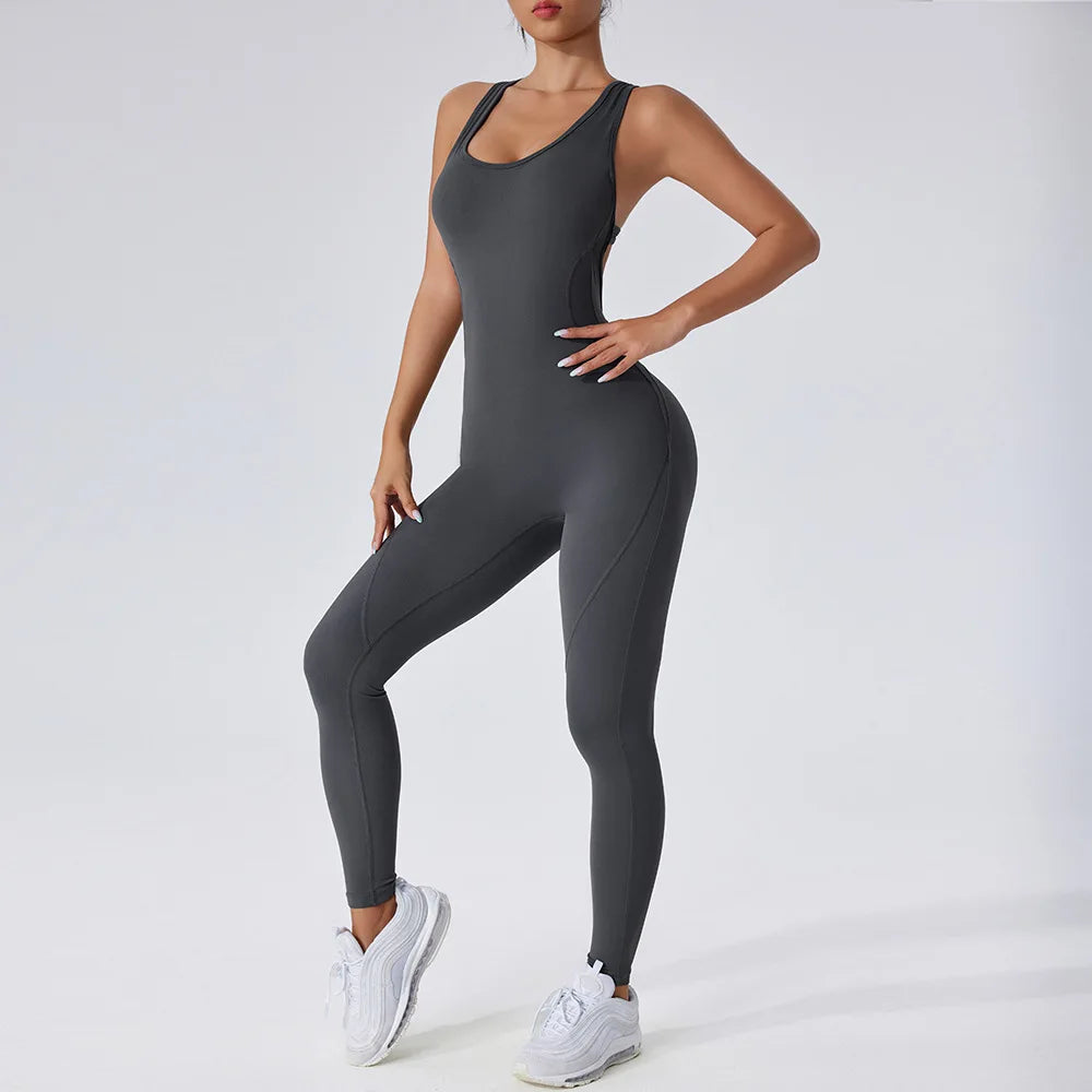 Sexy Yogo Suit Back V-Neck Gym Set Women's Training Suit Sportswear Women's Sports Suit Fitness Rompers Stretch Training Suits