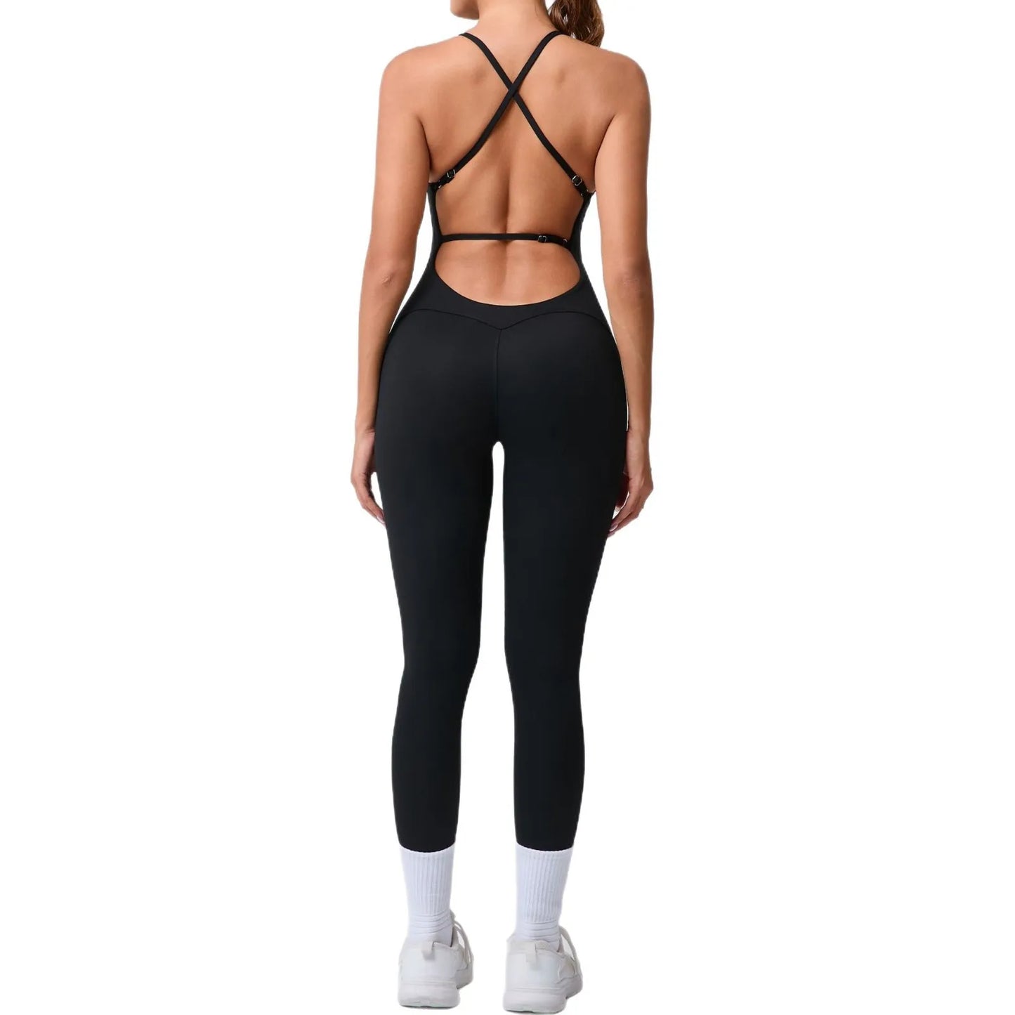 2025 New Sexy Back Cross Straps Beauty Back Peach Hip Women Training Yoga Suit Women Sports  Fitness Rompers Stretch Workout Gym