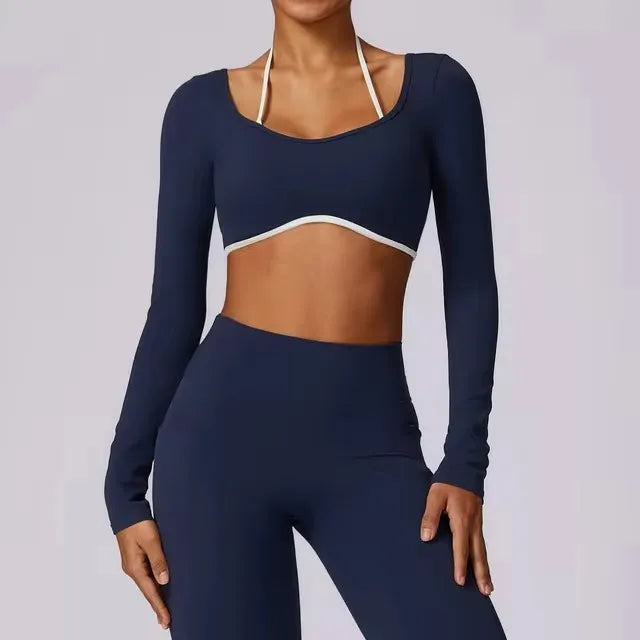 Sports Long Sleeve Shirt Women Gym Crop Top Women Quick Dry Yoga Clothing Workout Long Sleeved Top Female Cross Sportswear