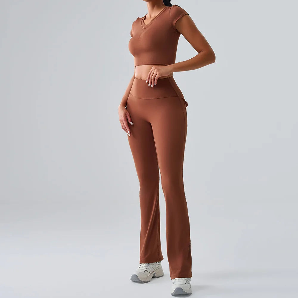 Sexy Women's Feeling Naked Training Set Gym Yoga 2 Pieces  Wear Push Up Fitness Running Sports Clothing Bra Sports Leggings Suit
