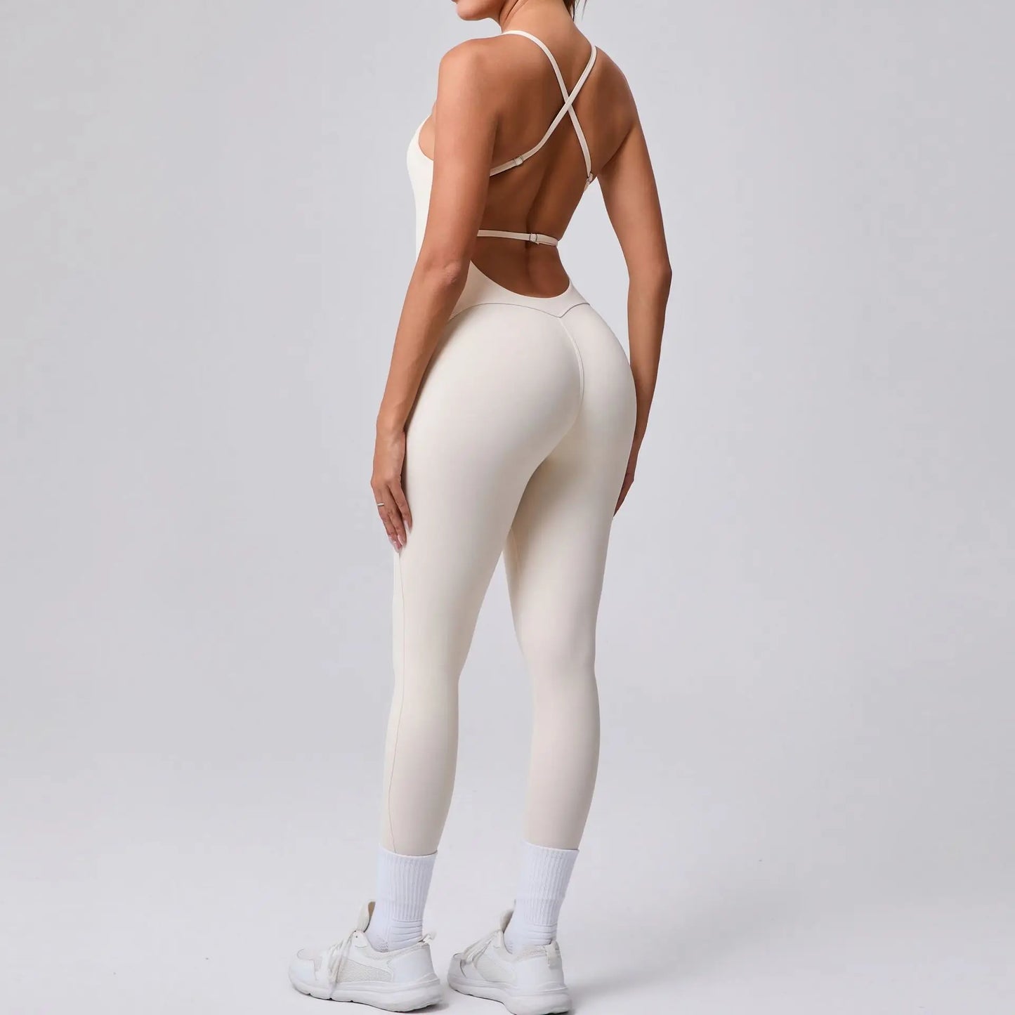 2025 New Sexy Back Cross Straps Beauty Back Peach Hip Women Training Yoga Suit Women Sports  Fitness Rompers Stretch Workout Gym