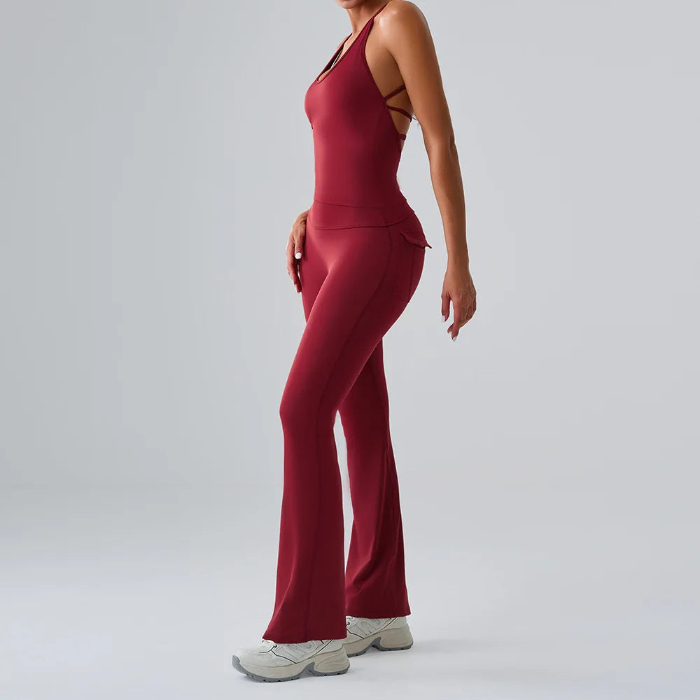 Sexy Women's Feeling Naked Training Set Gym Yoga 2 Pieces  Wear Push Up Fitness Running Sports Clothing Bra Sports Leggings Suit