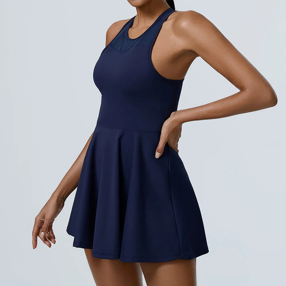 Summer New Women's Yoga Outdoor Running Sports Golf Pleated Skirt Suit Dress Fitness Tennis Skirt Workout Rompers Yoga Set Skirt