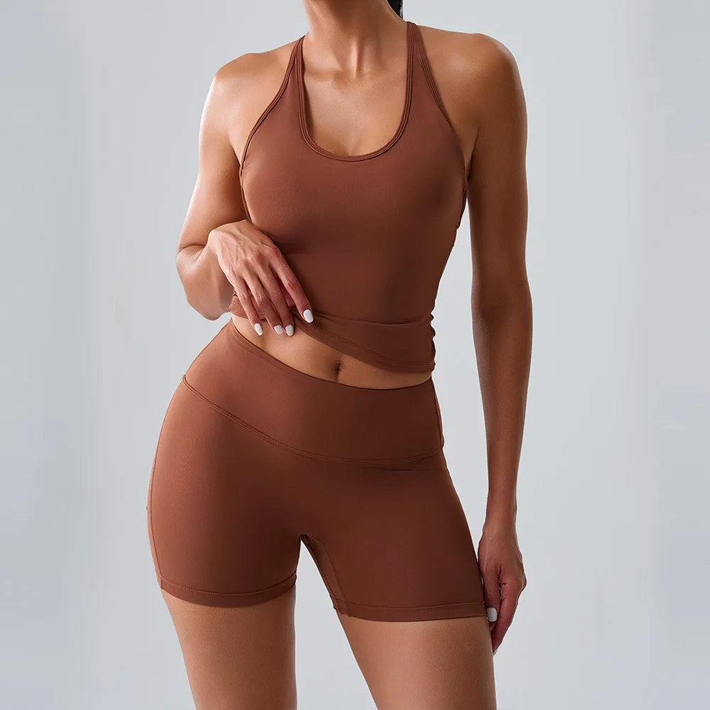 Sexy Women's Feeling Naked Training Set Gym Yoga 2 Pieces  Wear Push Up Fitness Running Sports Clothing Bra Sports Leggings Suit