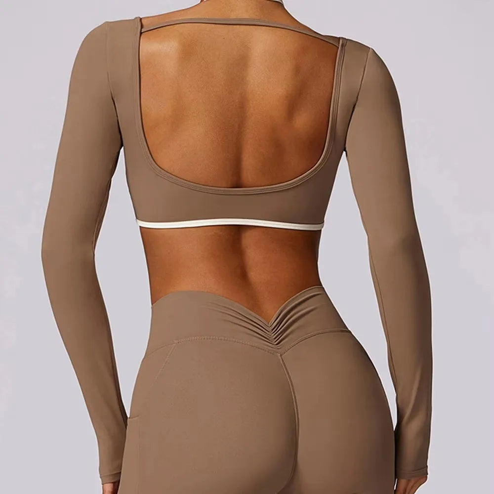 Sports Long Sleeve Shirt Women Gym Crop Top Women Quick Dry Yoga Clothing Workout Long Sleeved Top Female Cross Sportswear