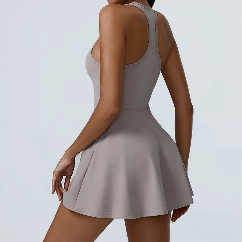 Summer New Women's Yoga Outdoor Running Sports Golf Pleated Skirt Suit Dress Fitness Tennis Skirt Workout Rompers Yoga Set Skirt