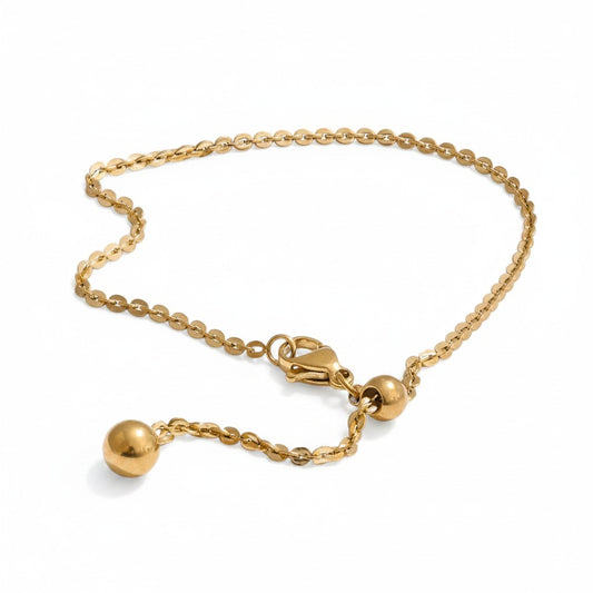PRO RAY AELORA delicate gold chain bracelet with polished bead accents and adjustable closure.