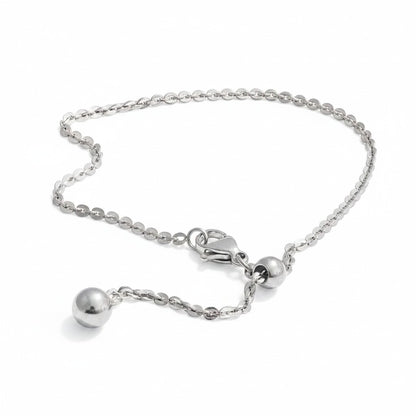 PRO RAY AELORA delicate silver-tone chain bracelet with polished bead accents and adjustable clasp.