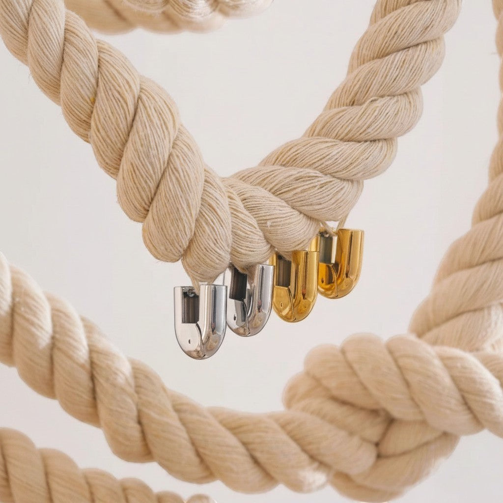 PRO RAY ELARA Hoops earrings in gold and silver finish, made of smooth sculptural metal, 20mm diameter.