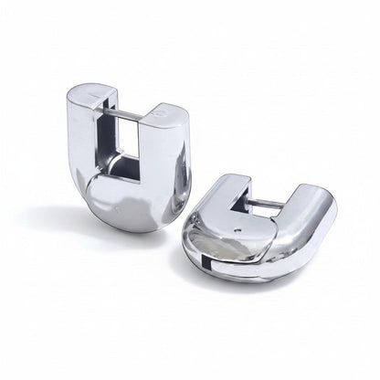 PRO RAY ELARA Hoops, polished silver sculptural hoop earrings, 20mm diameter, designed for everyday wear.