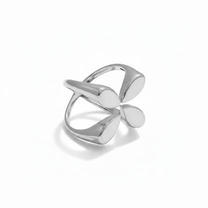 PRO RAY ELIANE open ring with petal-inspired shapes and polished silver finish.