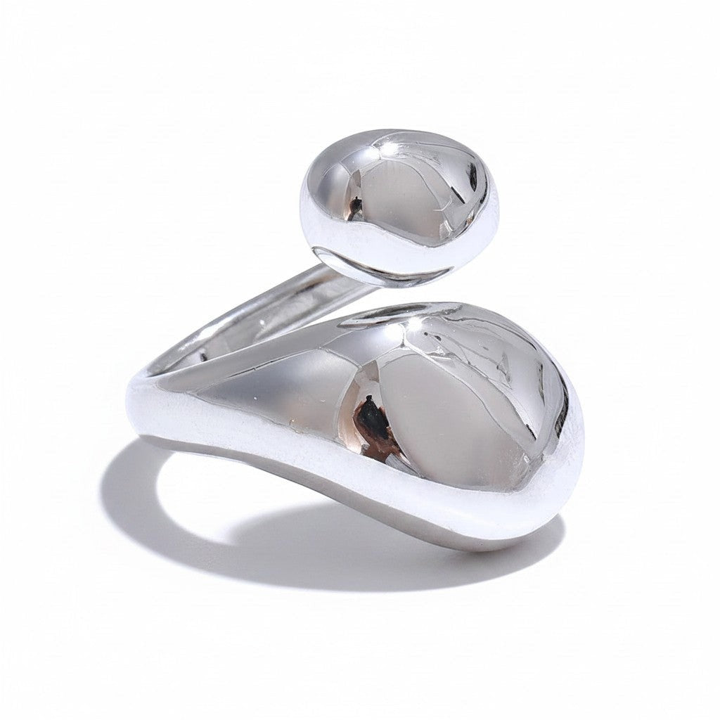PRO RAY ELORIA open ring with smooth organic curves and a bold polished silver silhouette. Modern minimalist design.