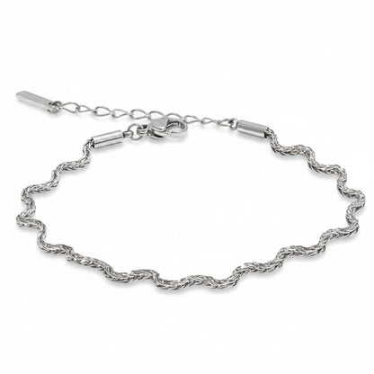 PRO RAY ELVARA silver wave chain bracelet with textured detailing and adjustable clasp.