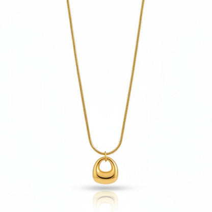 PRO RAY gold geometric pendant necklace with snake chain for women. Stainless steel, PVD real gold plated.