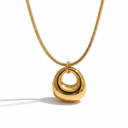 PRO RAY gold geometric pendant necklace with snake chain, PVD real gold plated stainless steel.