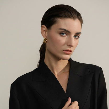 PRO RAY LYRA gold chunky chain-inspired hoop earrings with a sculptural design.