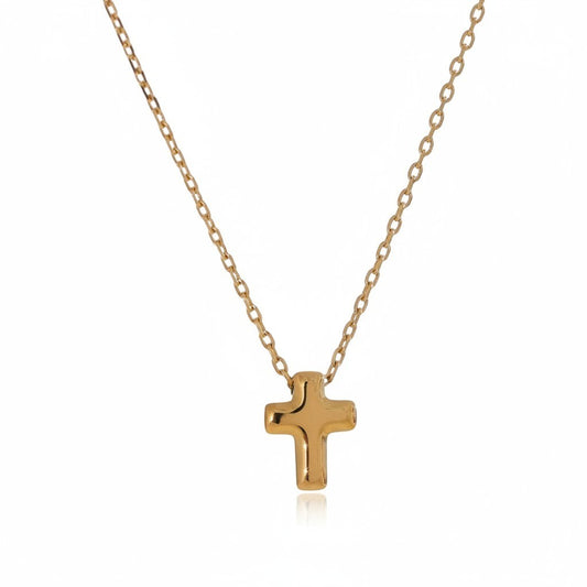 PRO RAY NAYLA Necklace, delicate gold cross pendant on a fine chain, minimalist design for everyday wear.