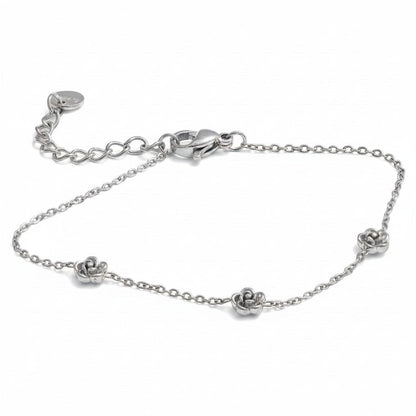 PRO RAY ROVELIA delicate silver floral chain bracelet with rose accents and adjustable clasp.