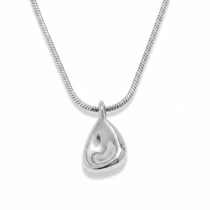 PRO RAY TELYA silver sculptural pendant necklace with soft flowing curves, 21mm pendant, 40cm chain.