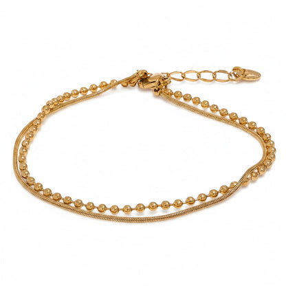PRO RAY VELISSA gold layered bracelet with fine bead detailing and fluid chain. Minimalist design.